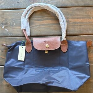 Longchamp Navy and Tan Tote Bag